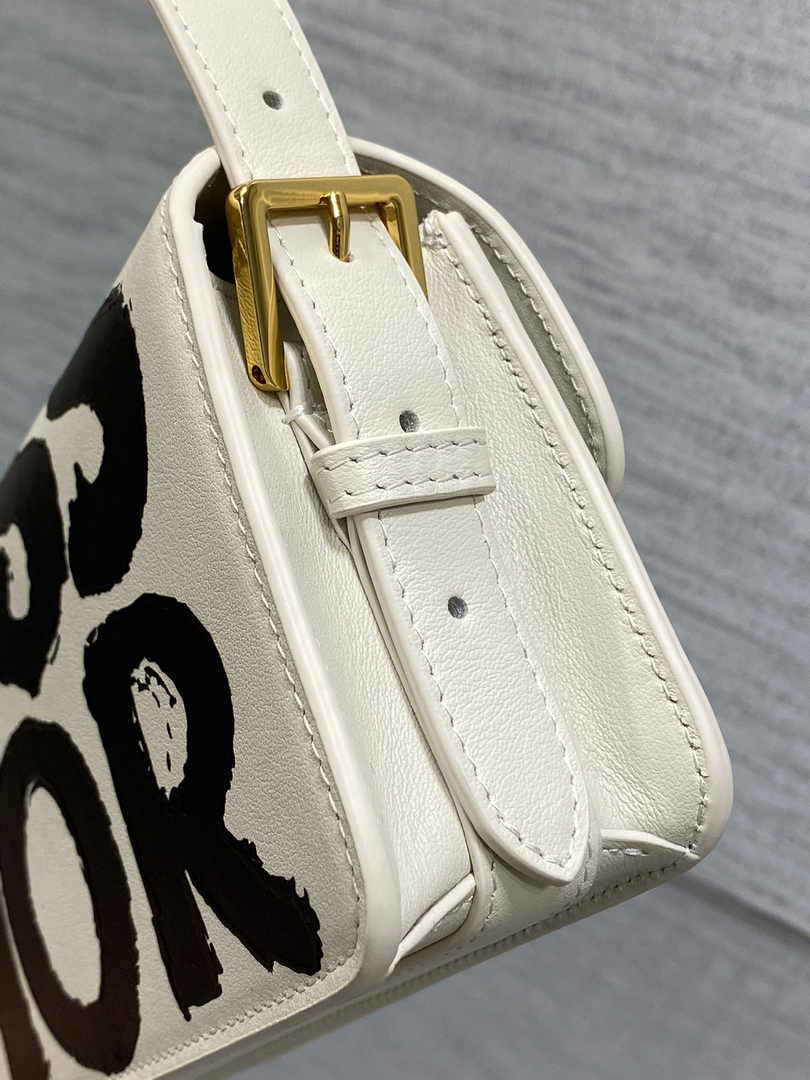 Miss Dior Flap Bag M2610 White and Black Miss Dior Graffiti Printed Calfskin - Default Title - View 7