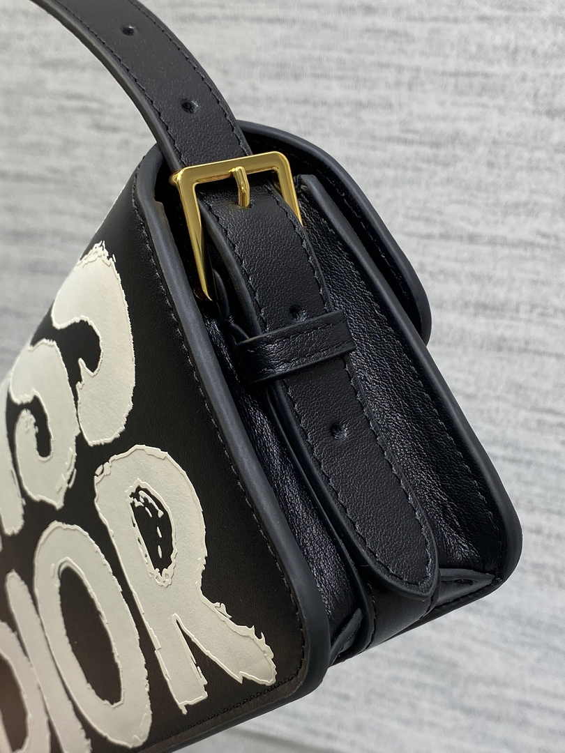 Miss Dior Flap Bag M2610 Black and White Miss Dior Graffiti Printed Calfskin - Default Title - View 7