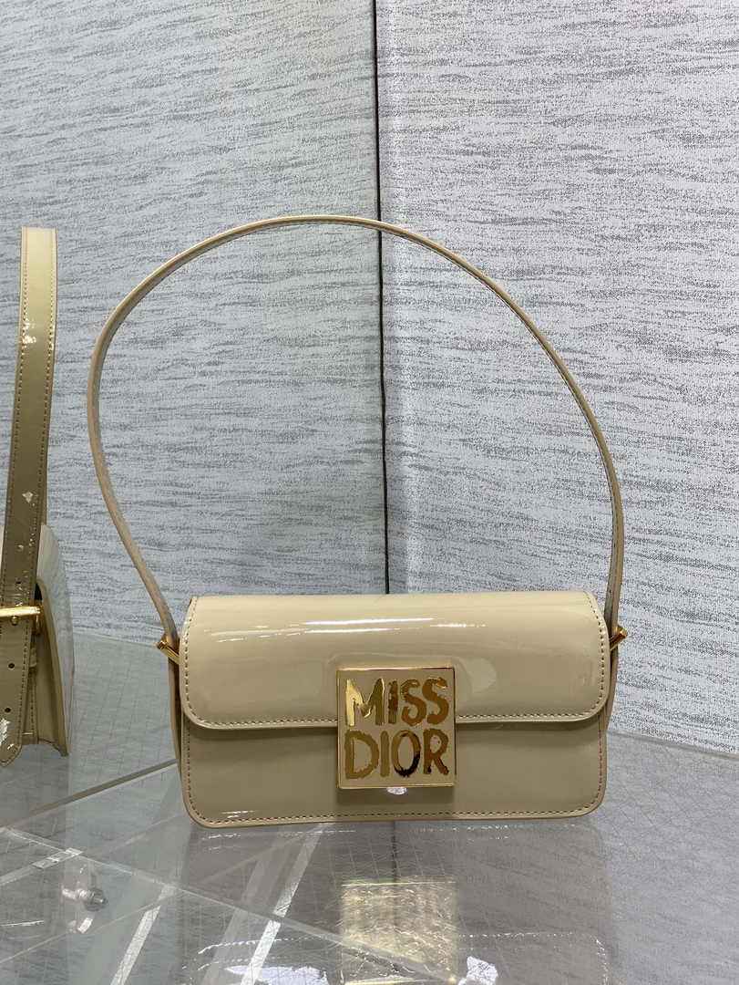 Miss Dior Flap Bag M2610 Apricot Patent Calfskin - Default Title - View 2