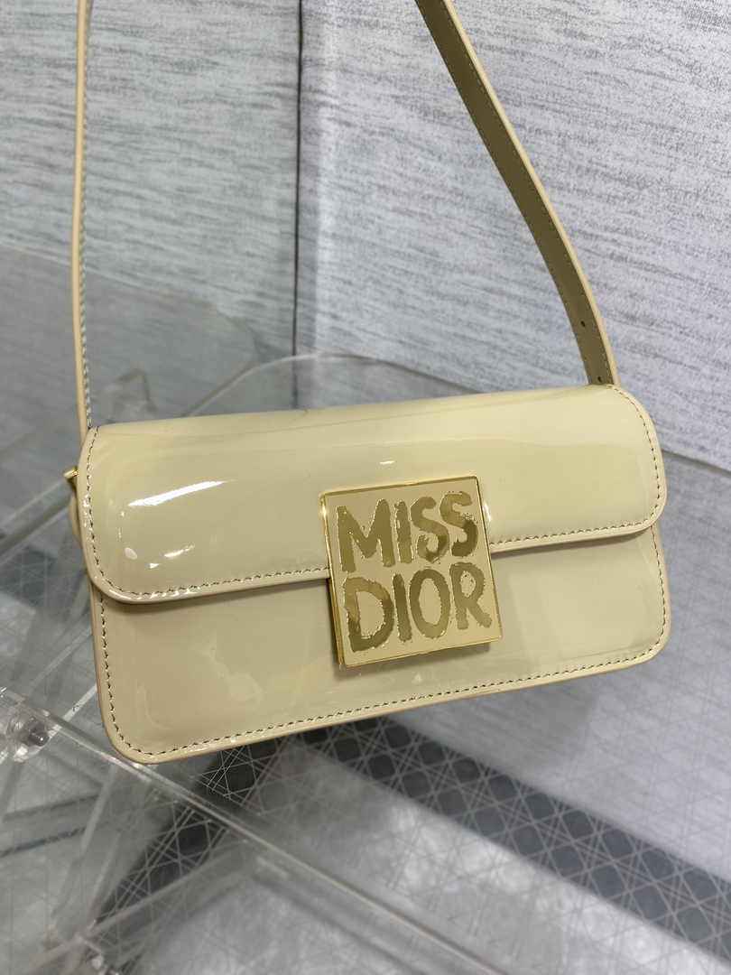 Miss Dior Flap Bag M2610 Apricot Patent Calfskin - Default Title - View 3