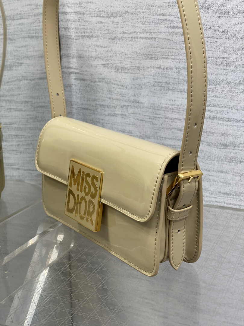 Miss Dior Flap Bag M2610 Apricot Patent Calfskin - Default Title - View 6