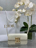 Miss Dior Flap Bag M2610 Beige Patent Calfskin - Default Title - View 1
