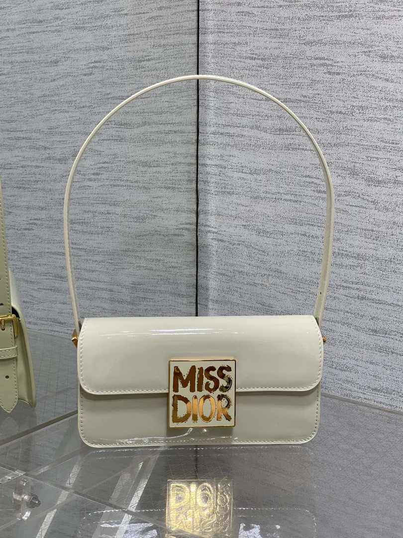 Miss Dior Flap Bag M2610 Beige Patent Calfskin - Default Title - View 2