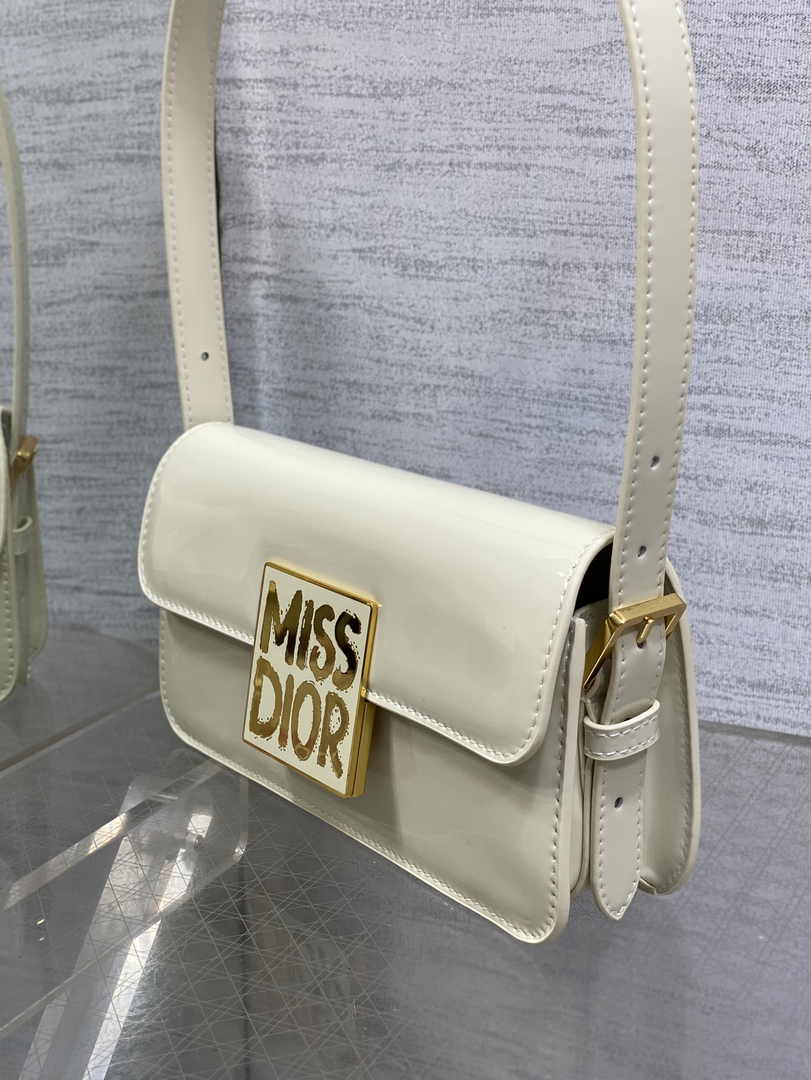 Miss Dior Flap Bag M2610 Beige Patent Calfskin - Default Title - View 6