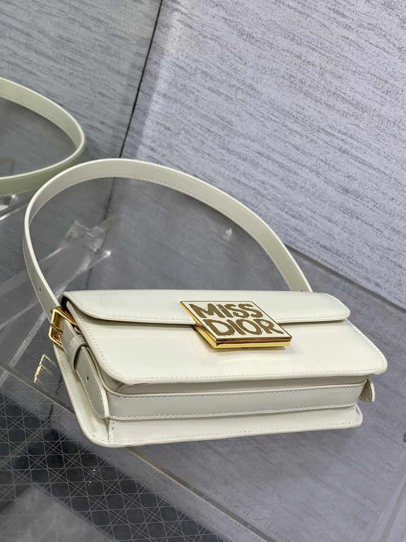 Miss Dior Flap Bag M2610 Beige Patent Calfskin - Default Title - View 8
