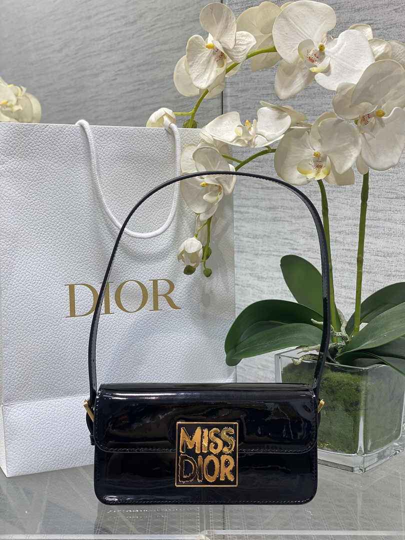 Miss Dior Flap Bag M2610 Black Patent Calfskin - Default Title - View 1