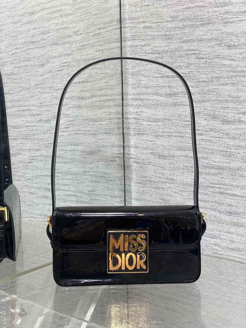 Miss Dior Flap Bag M2610 Black Patent Calfskin - Default Title - View 2