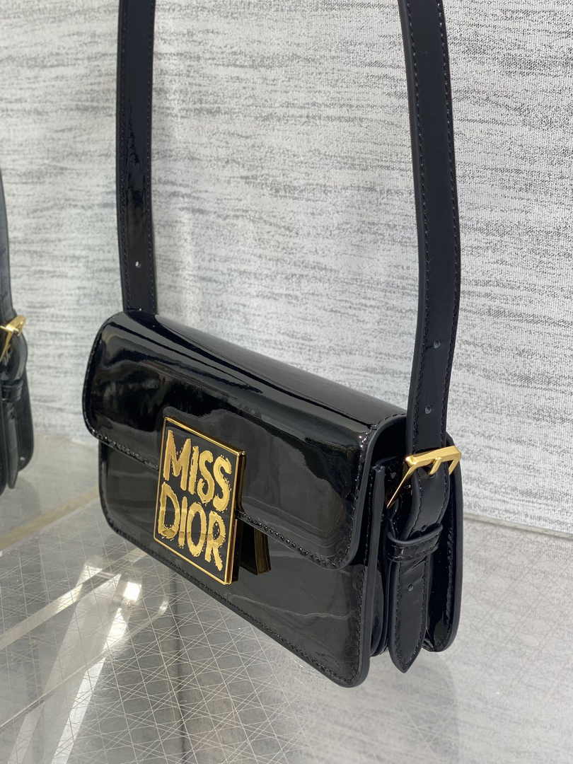 Miss Dior Flap Bag M2610 Black Patent Calfskin - Default Title - View 6