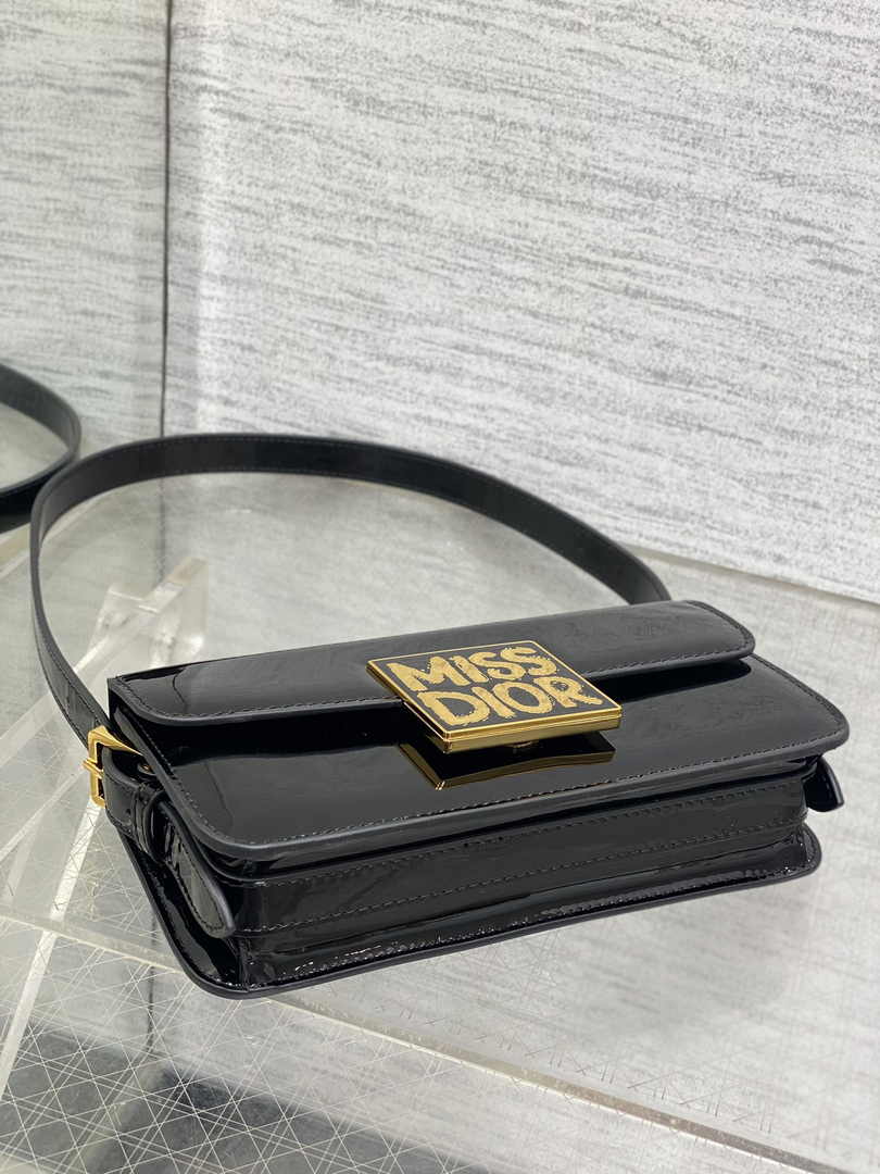 Miss Dior Flap Bag M2610 Black Patent Calfskin - Default Title - View 8