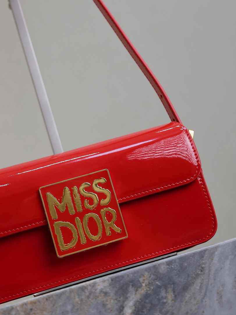 Miss Dior Flap Bag M2610 Red Patent Calfskin - Default Title - View 3