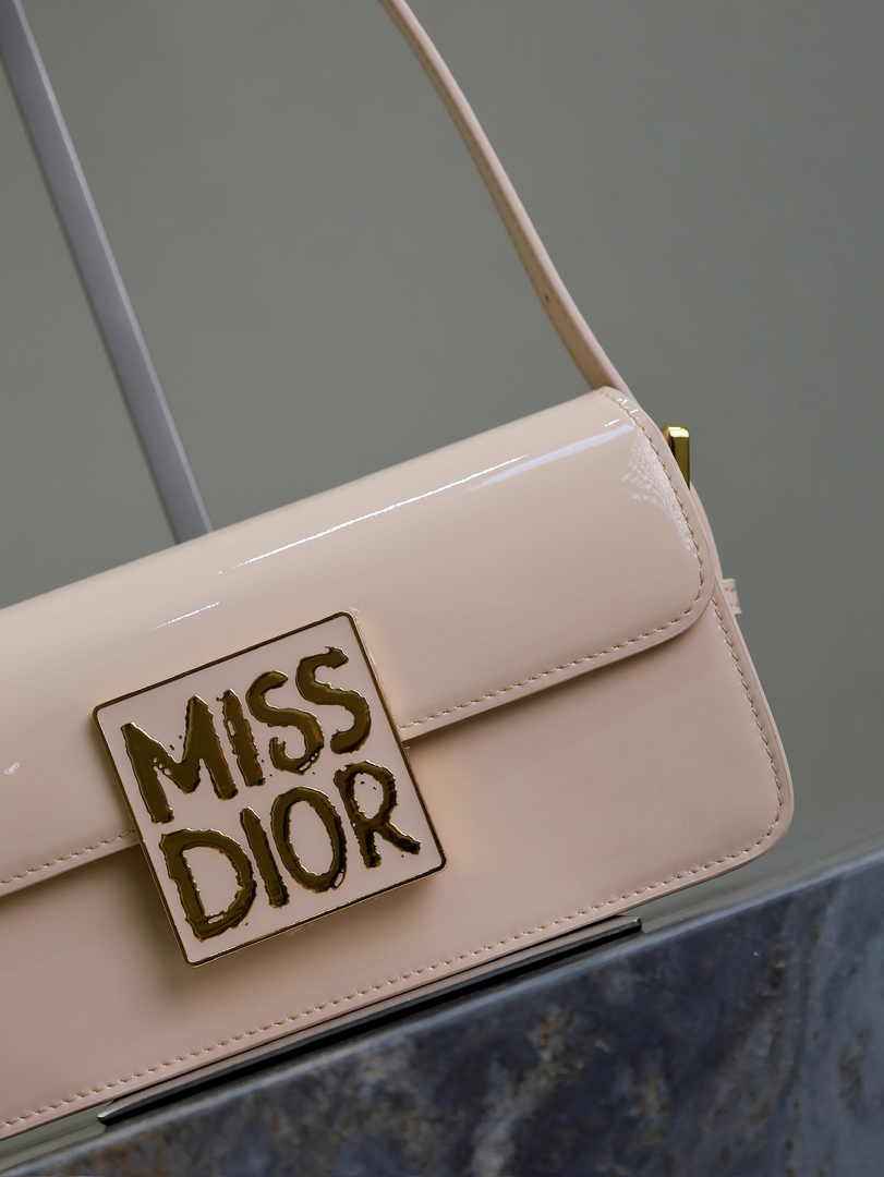 Miss Dior Flap Bag M2610 Powder Pink Patent Calfskin - Default Title - View 3