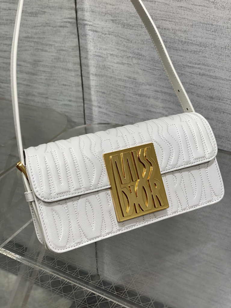 Miss Dior Flap Bag M2610 White Quilted Miss Dior Allover Calfskin - Default Title - View 3