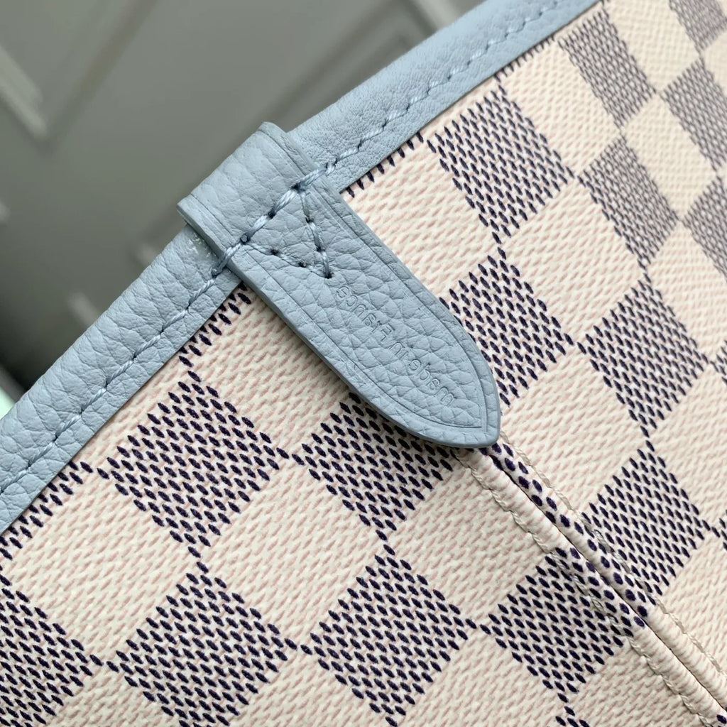 Louis Vuitton Neverfull Inside Out MM Bag, N40946 Damier Azur Bleu Olympe