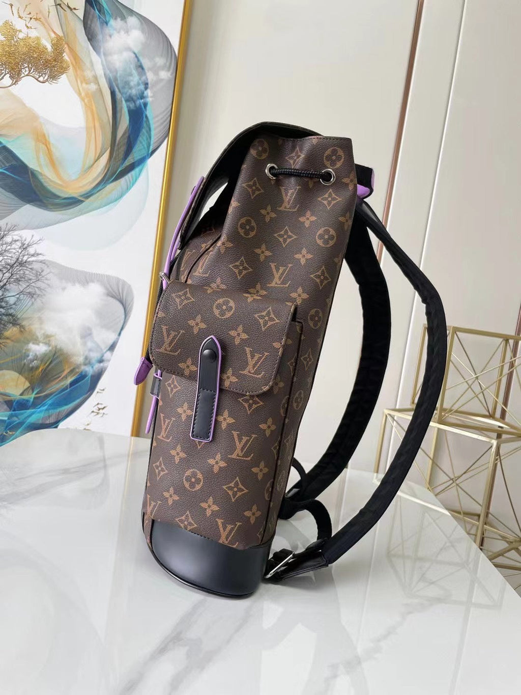 Louis Vuitton M46272 Christopher Backpack MM Monogram Canvas Purple