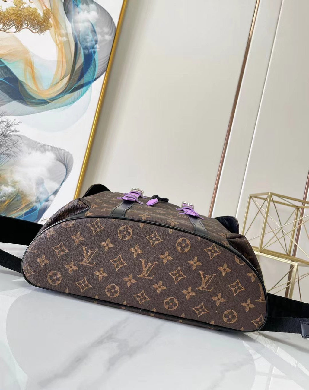 Louis Vuitton M46272 Christopher Backpack MM Monogram Canvas Purple