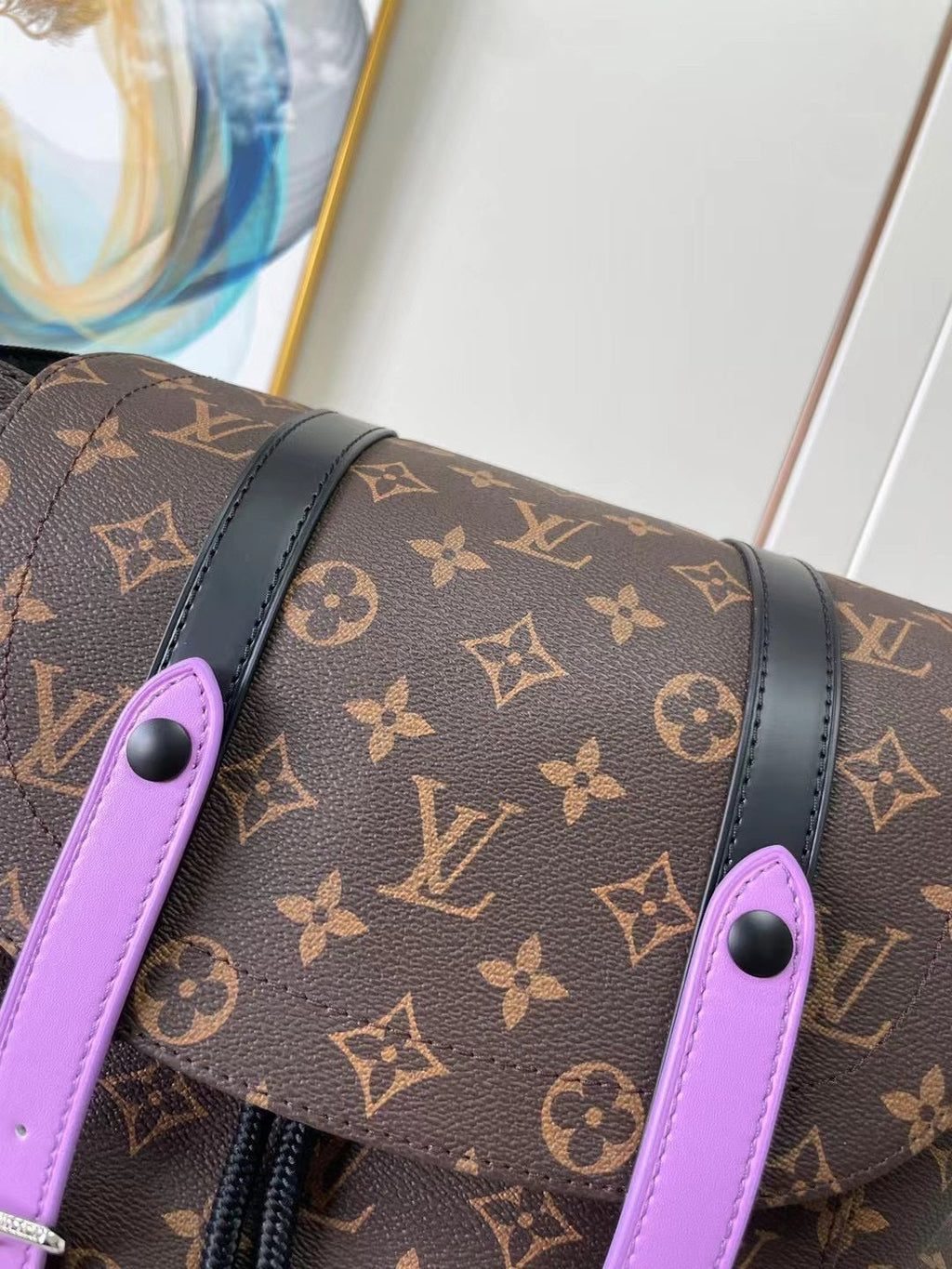 Louis Vuitton M46272 Christopher Backpack MM Monogram Canvas Purple