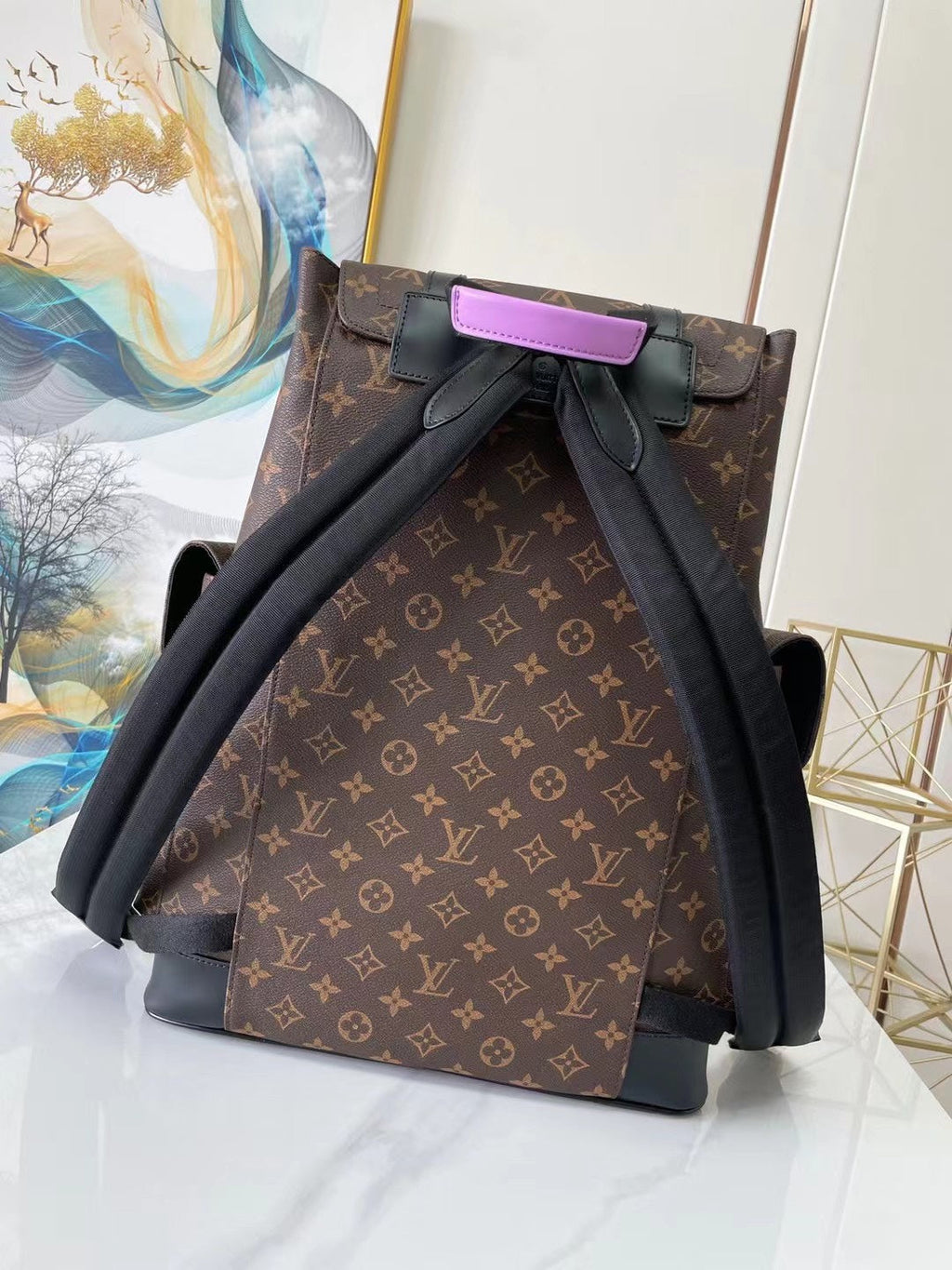 Louis Vuitton M46272 Christopher Backpack MM Monogram Canvas Purple