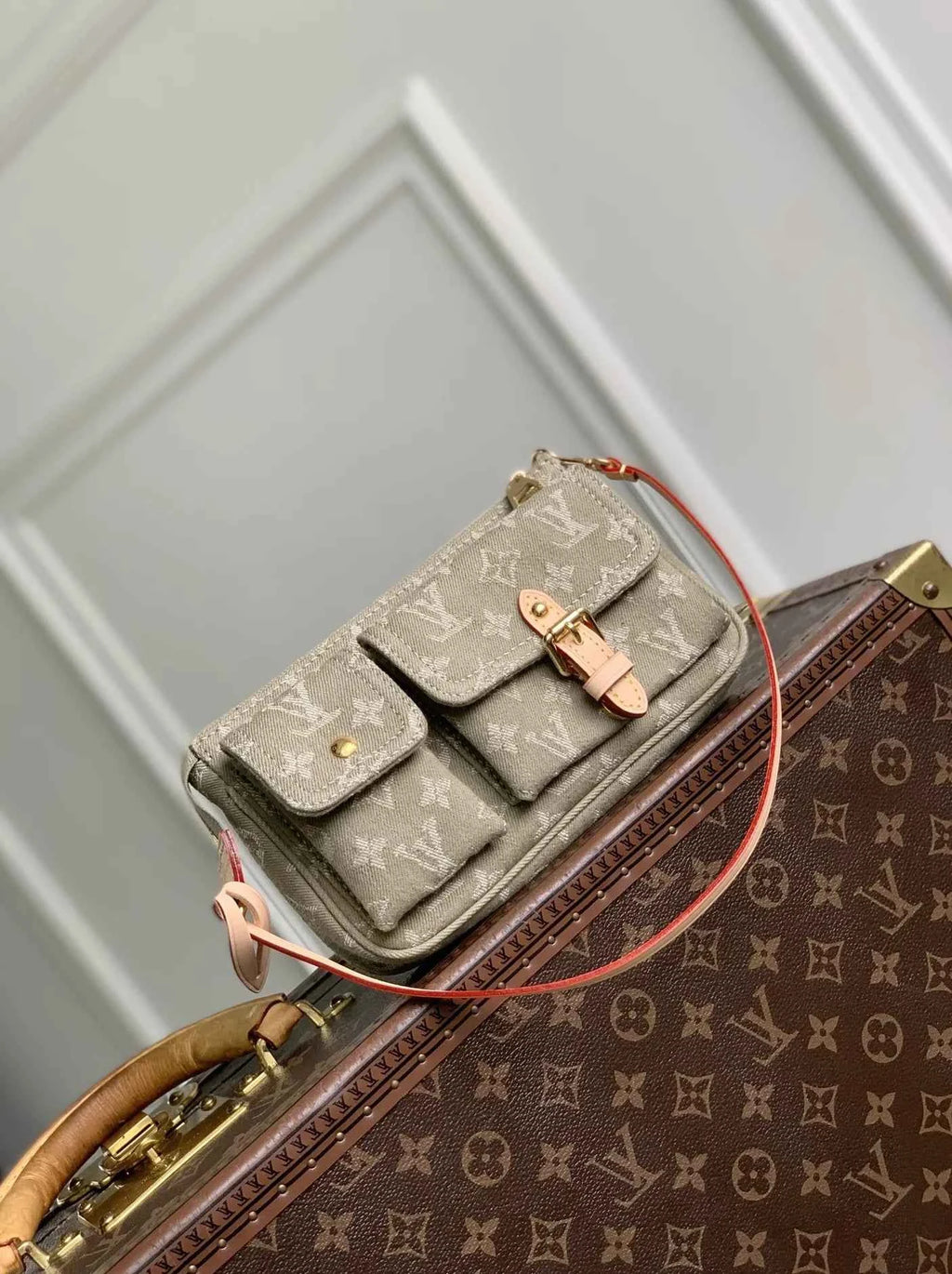 Louis Vuitton Pochette Accessoire Cargo Bag M27602 Gray Denim
