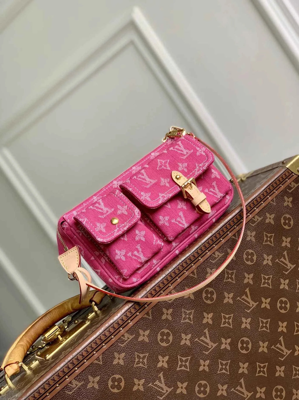 Louis Vuitton Pochette Accessoire Cargo Bag M27602 Plum Denim