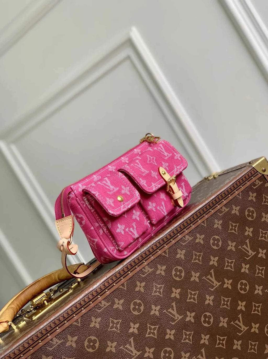 Louis Vuitton Pochette Accessoire Cargo Bag M27602 Plum Denim
