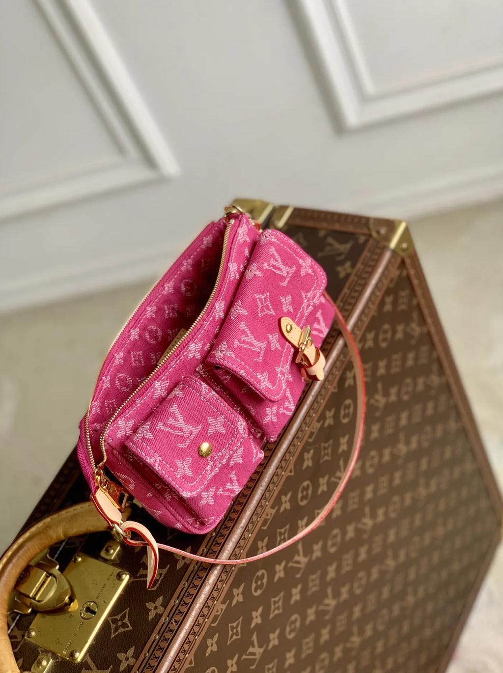 Louis Vuitton Pochette Accessoire Cargo Bag M27602 Plum Denim