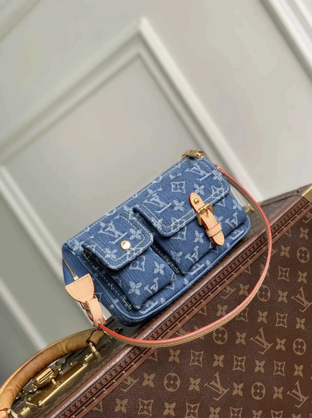Louis Vuitton Pochette Accessoire Cargo Bag M27602 Blue Denim
