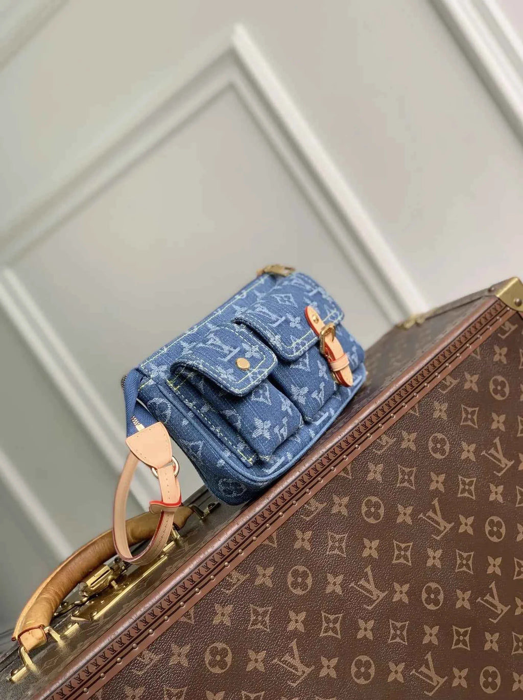 Louis Vuitton Pochette Accessoire Cargo Bag M27602 Blue Denim