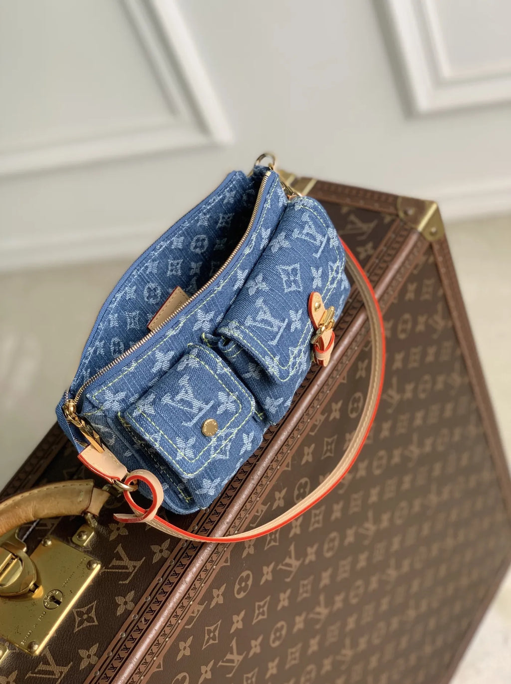 Louis Vuitton Pochette Accessoire Cargo Bag M27602 Blue Denim