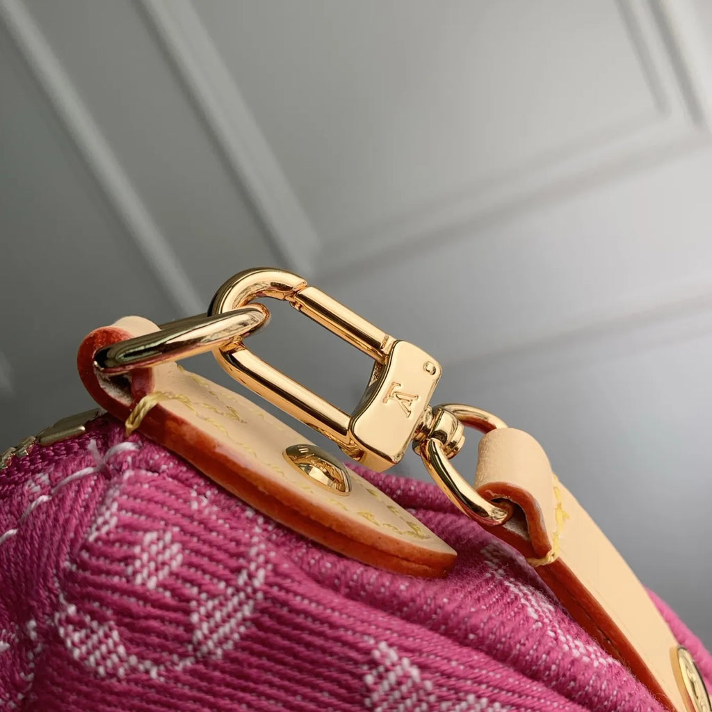 Louis Vuitton Pochette Valley Bag M28327 Monogram Fuchsia Denim