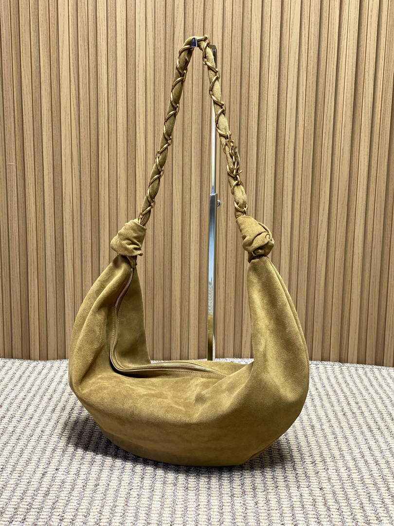 Saint Laurent 862210 YSL AMALIA hobo in Suede Tan