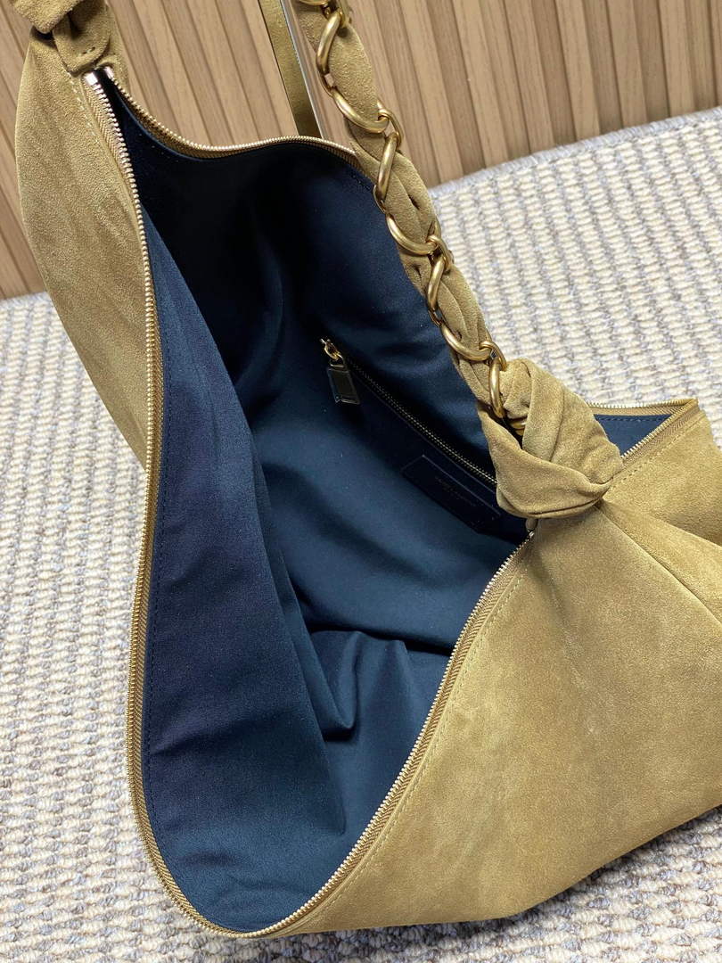 Saint Laurent 862210 YSL AMALIA hobo in Suede Tan