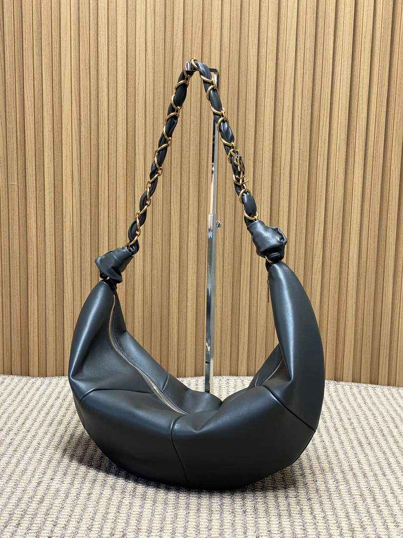 Saint Laurent 862210 YSL AMALIA hobo in lambskin Gray