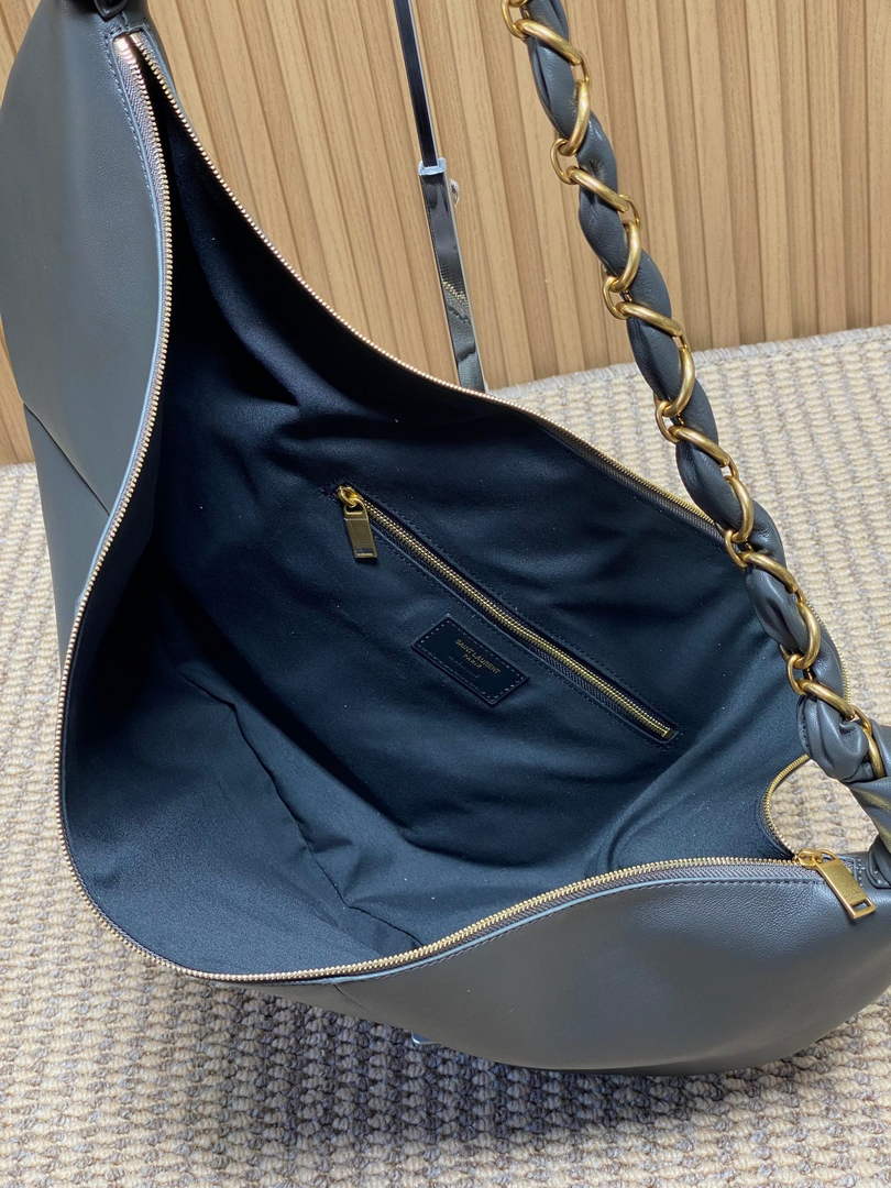 Saint Laurent 862210 YSL AMALIA hobo in lambskin Gray
