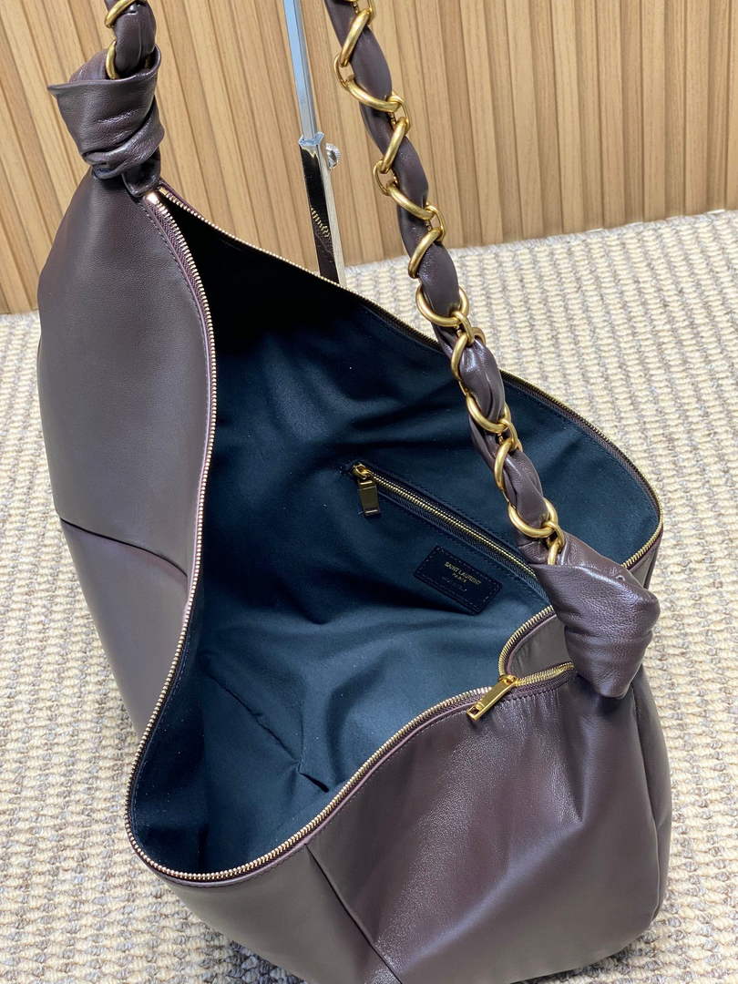 Saint Laurent 862210 YSL AMALIA hobo in lambskin Coffee