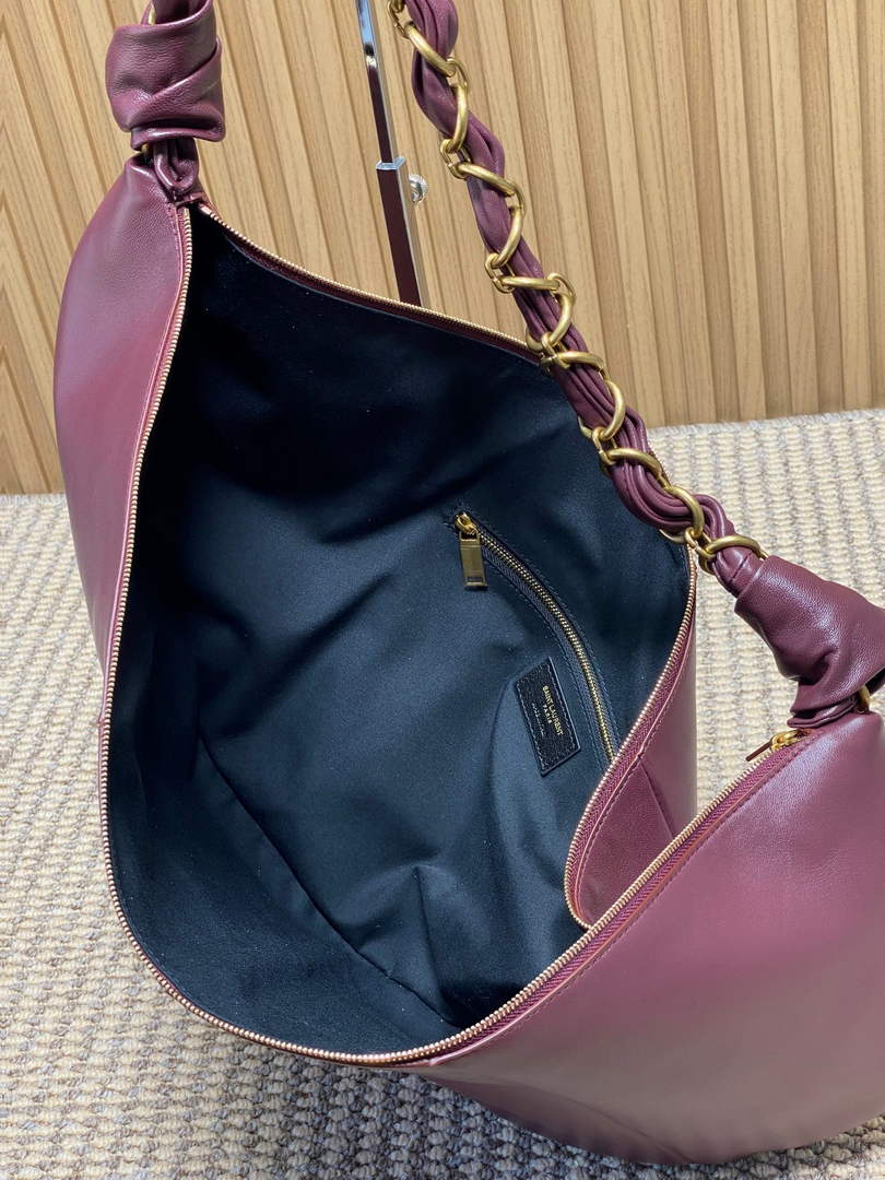 Saint Laurent 862210 YSL AMALIA hobo in lambskin Wine Red