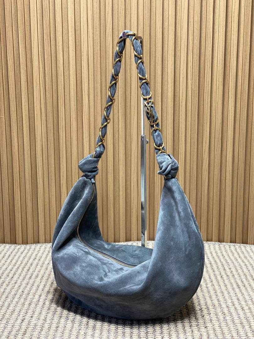 Saint Laurent 862210 YSL AMALIA hobo in Suede Gray