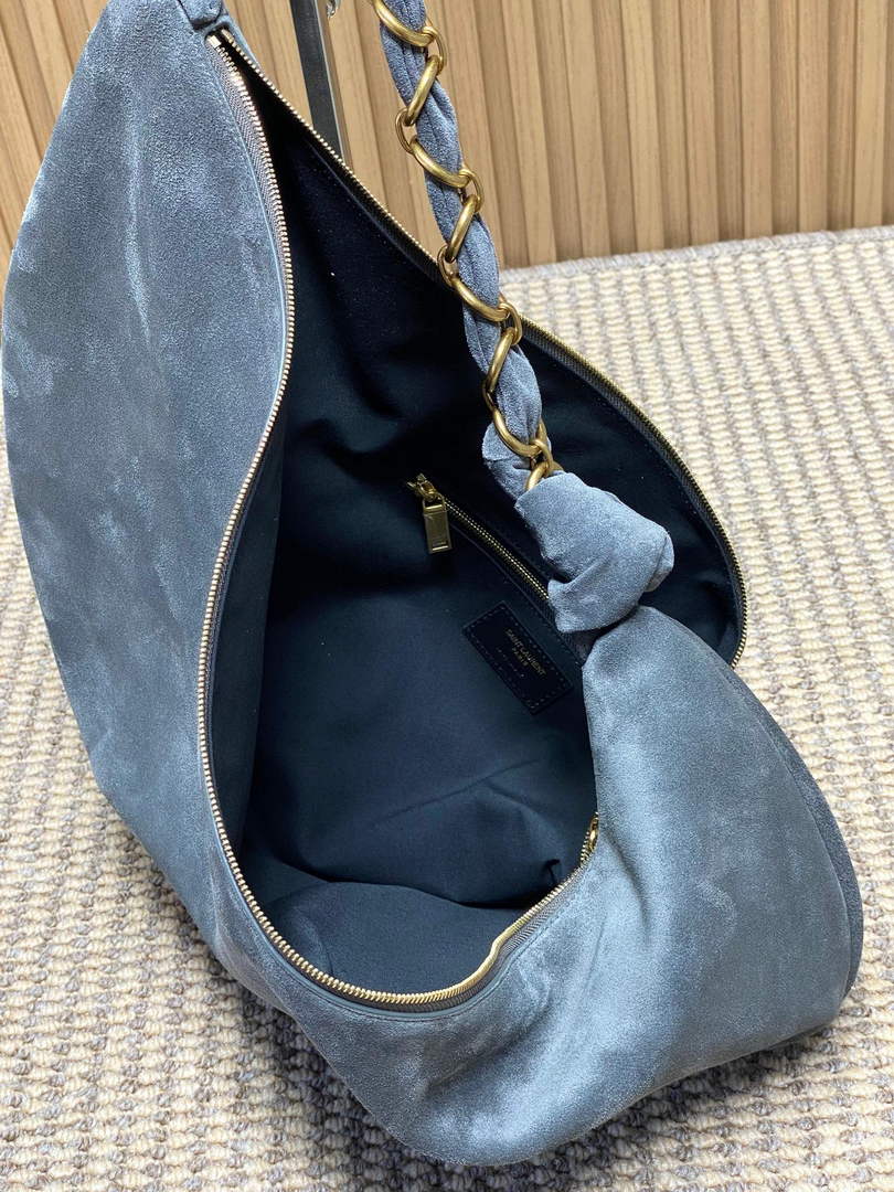 Saint Laurent 862210 YSL AMALIA hobo in Suede Gray