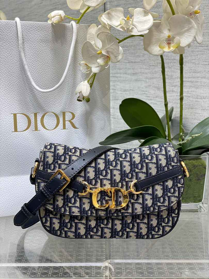 Small CD Besace Bag M9380 Blue Dior Oblique Jacquard - Default Title - View 1