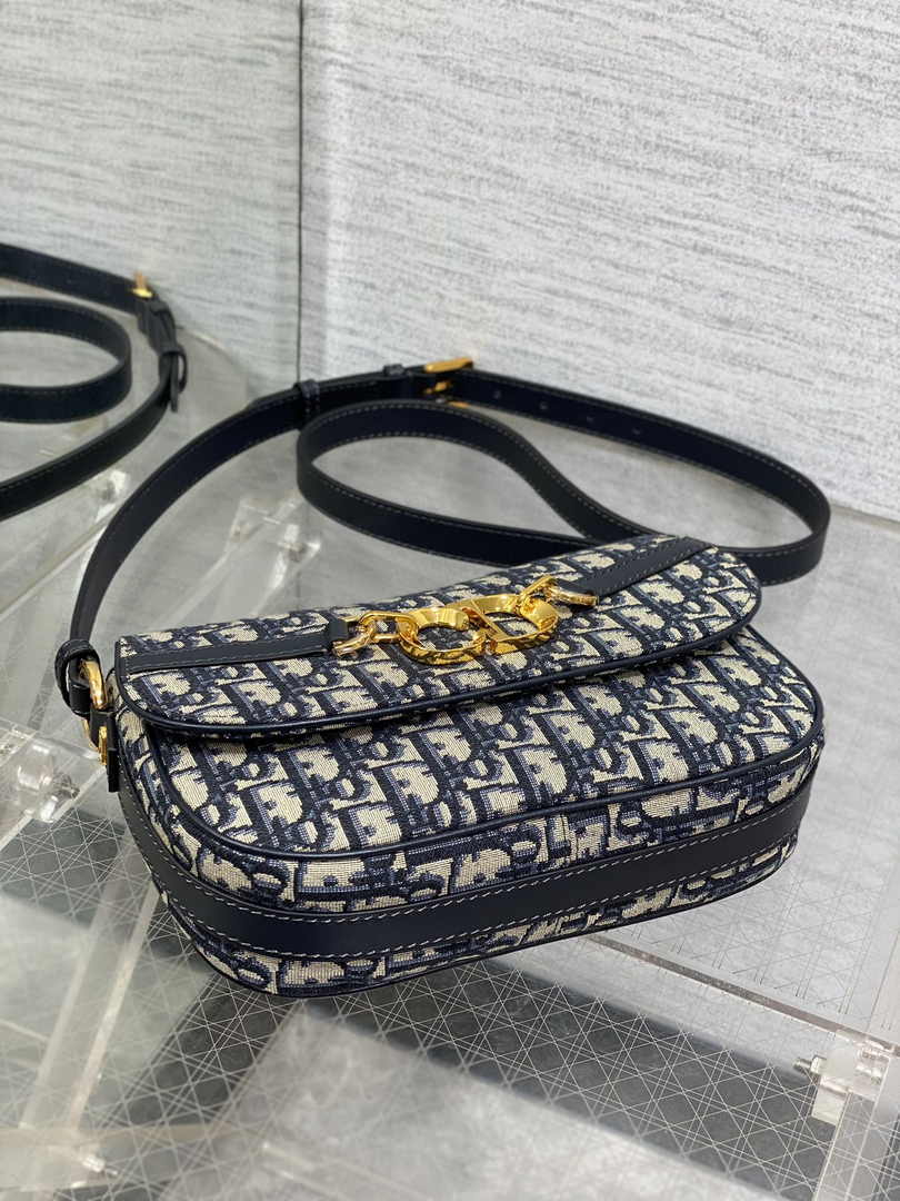 Small CD Besace Bag M9380 Blue Dior Oblique Jacquard - Default Title - View 7