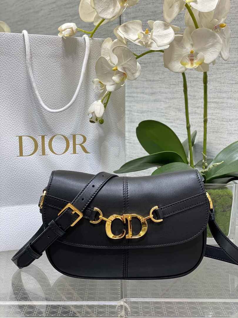 Dior Small CD Besace Bag M9380 Black Calfskin - Default Title - View 1