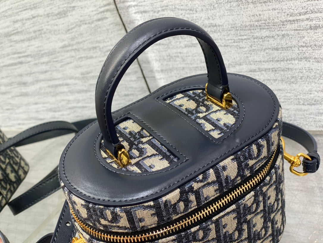 Small CD Signature Vanity Case S2203 Blue Dior Oblique Jacquard - Default Title - View 4