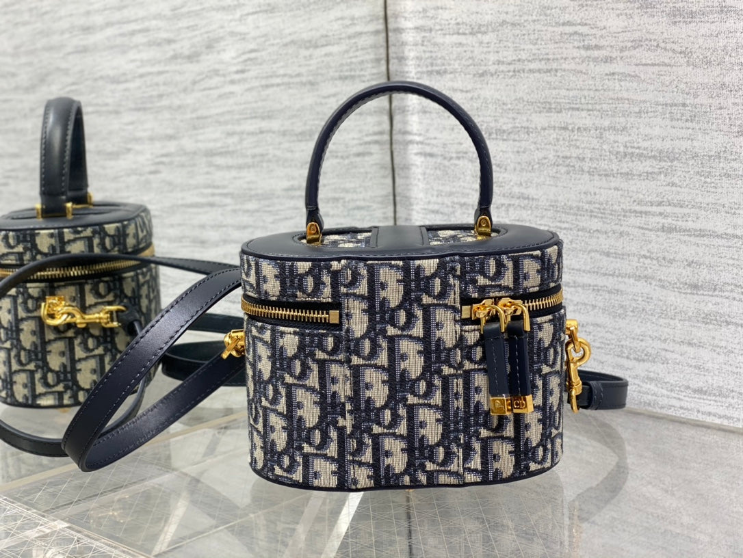 Small CD Signature Vanity Case S2203 Blue Dior Oblique Jacquard - Default Title - View 3