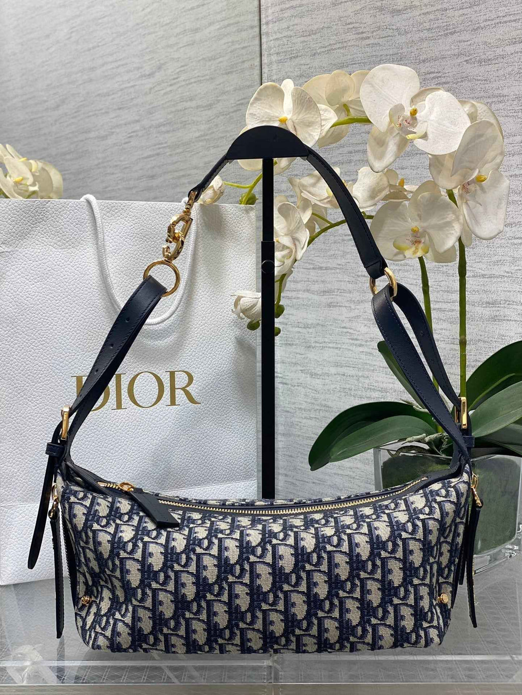 Small D-Journey Bag - M2416 - Blue Dior Oblique Jacquard - Default Title - View 1