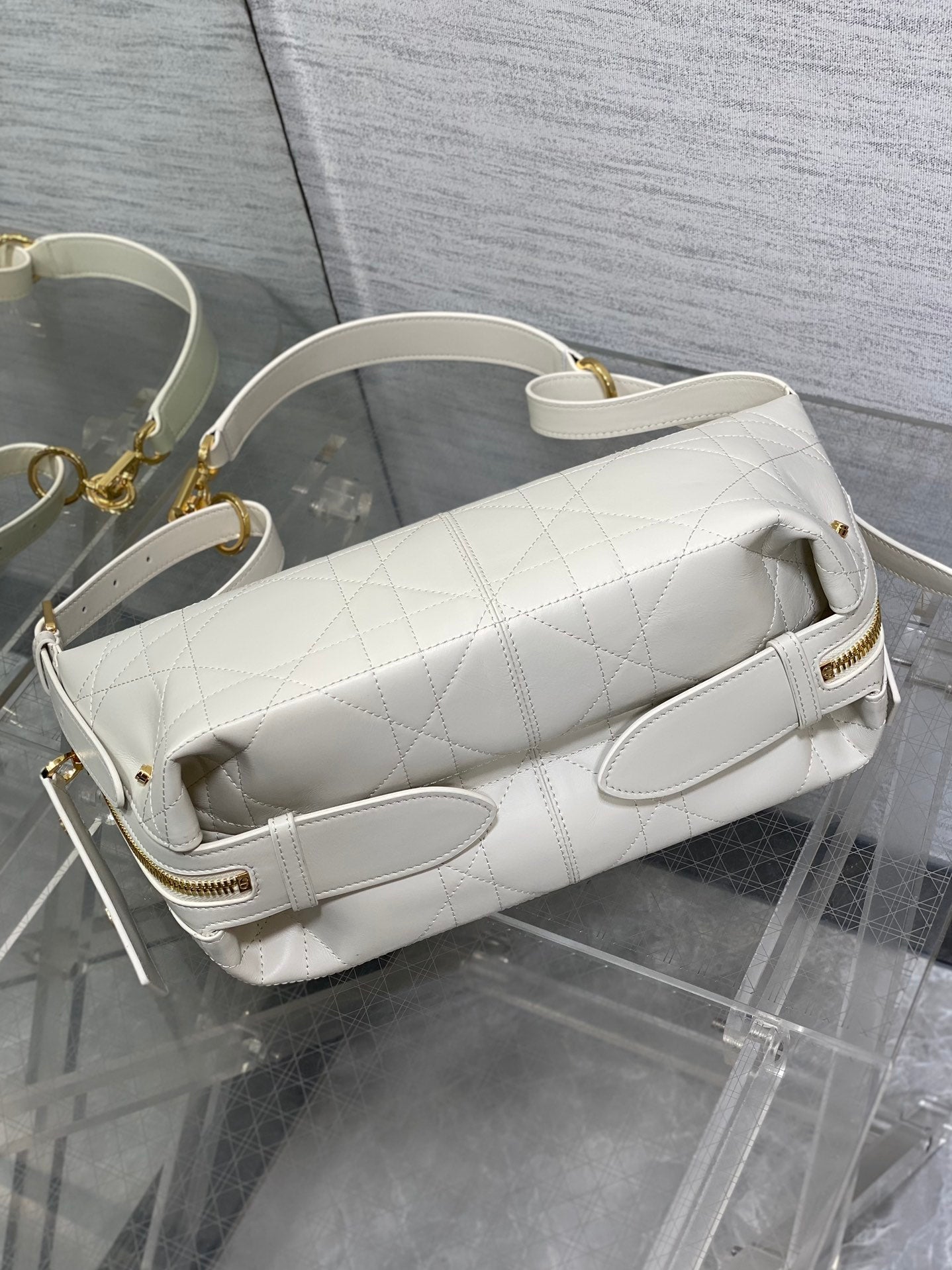 Small D-Journey Bag in Vintage Smooth Calfskin - M2416 - Latte Flat Macrocannage - Default Title - View 8
