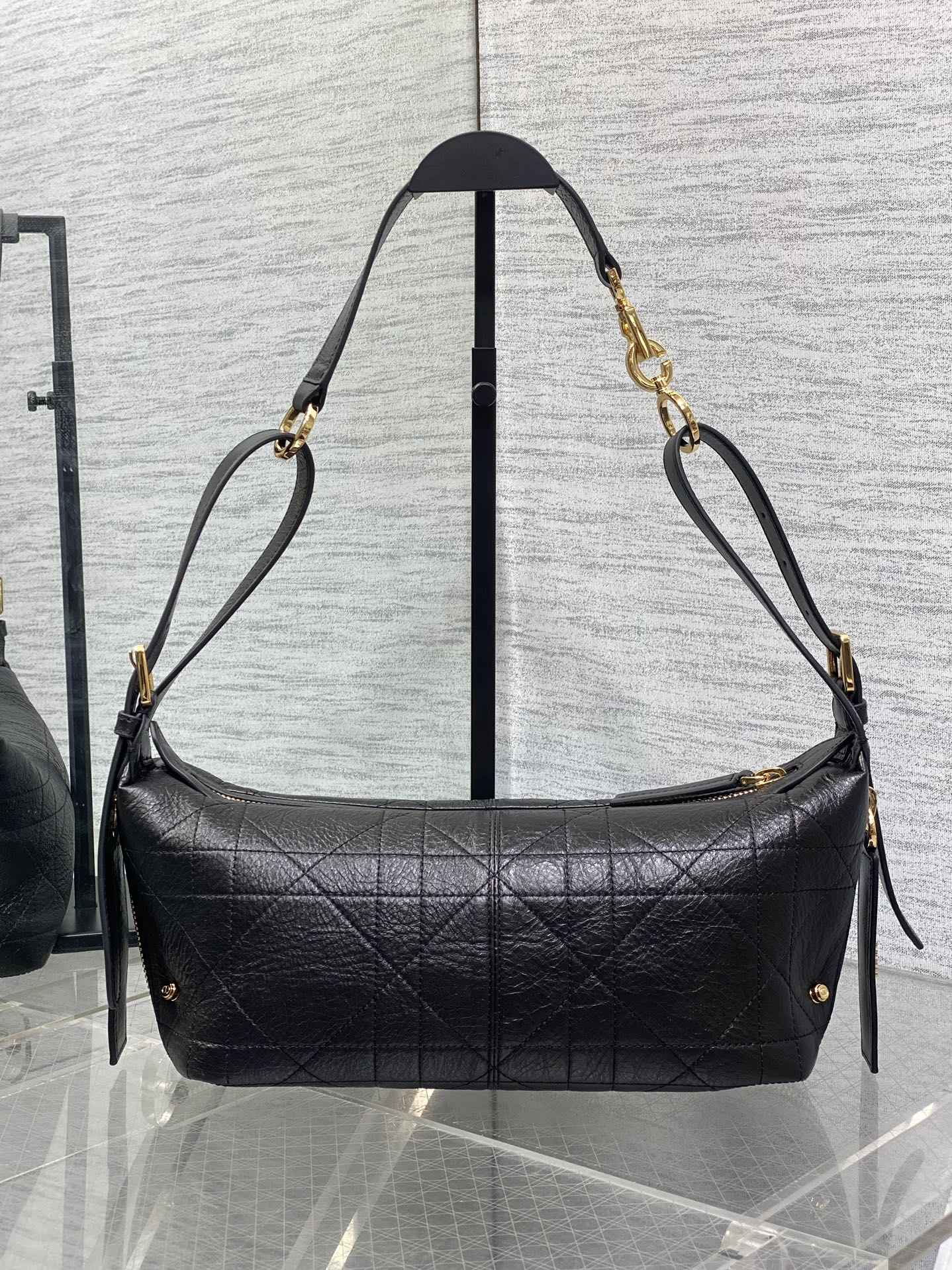 Small D-Journey Bag in Vintage Smooth Calfskin - M2416 - Black Flat Macrocannage - Default Title - View 3