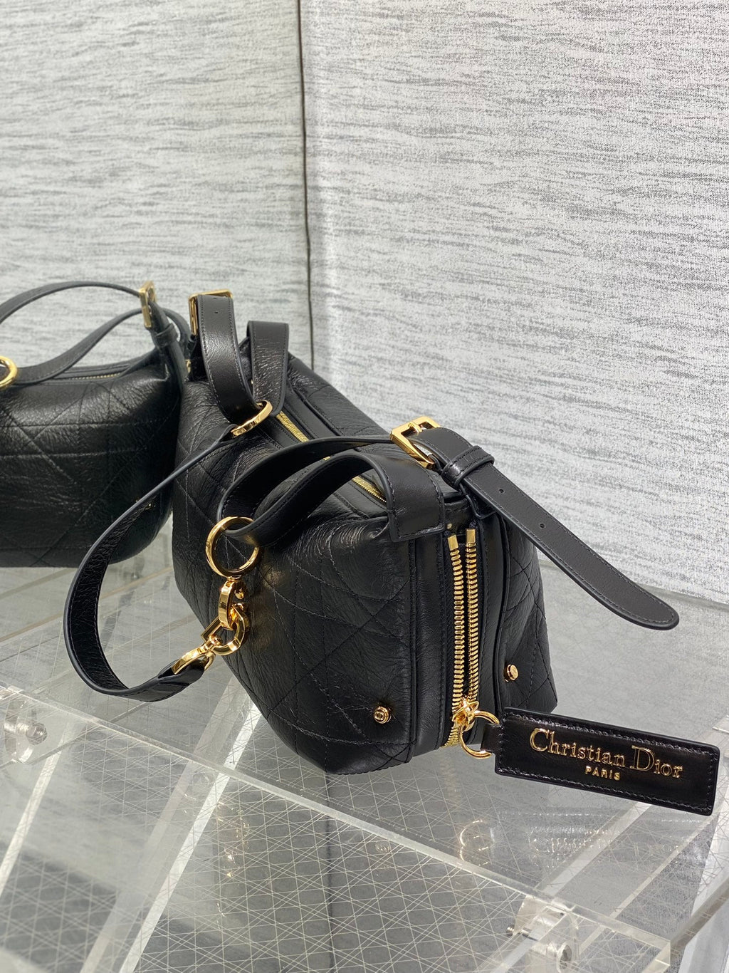 Small D-Journey Bag in Vintage Smooth Calfskin - M2416 - Black Flat Macrocannage - Default Title - View 6