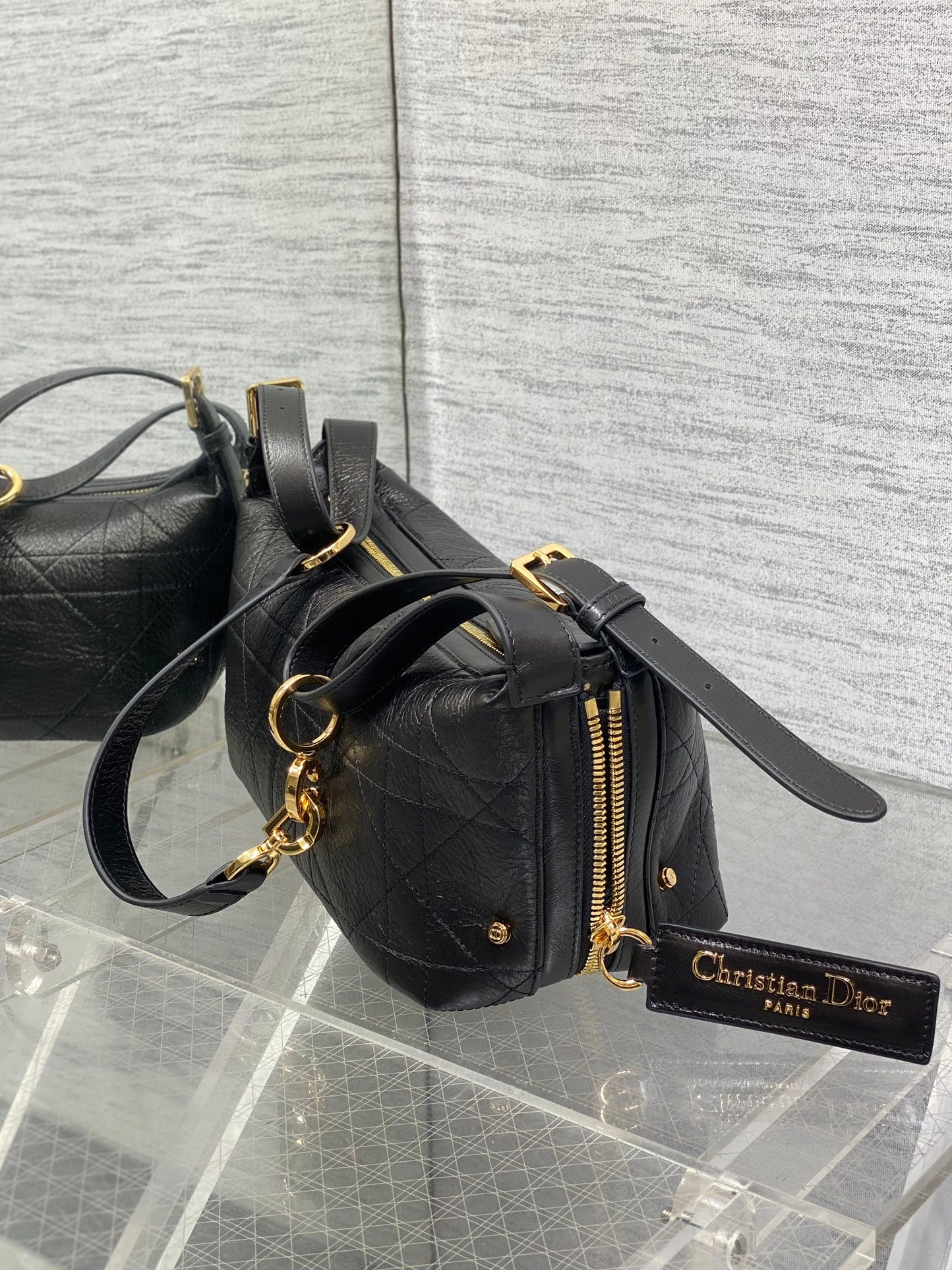 Small D-Journey Bag in Vintage Smooth Calfskin - M2416 - Black Flat Macrocannage - Default Title - View 6