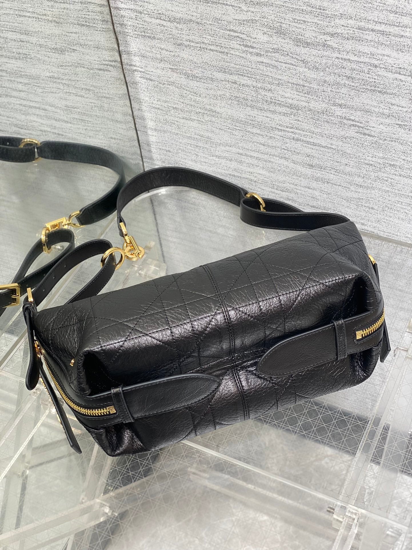 Small D-Journey Bag in Vintage Smooth Calfskin - M2416 - Black Flat Macrocannage - Default Title - View 8