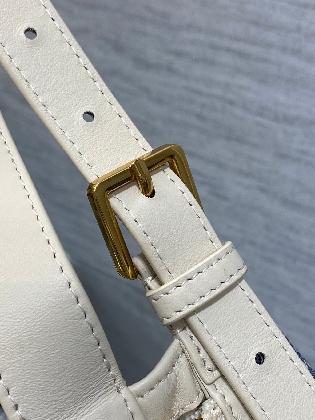 D-Journey Small Bag M2416 – Blue Oblique Chambray, Raffia & Biscuit Calfskin - Default Title - View 6