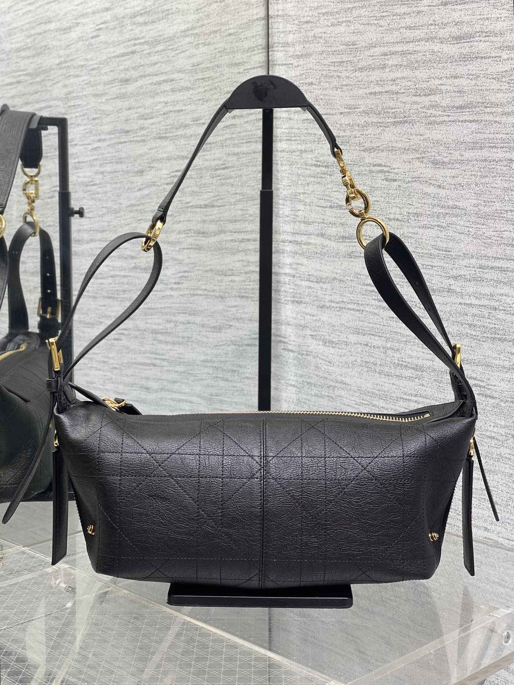Small D-Journey Bag in Vintage Smooth Calfskin - M2416 - Black Leather - Default Title - View 2